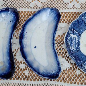 Antique Semi-Porcelain Flow Blue Bone Dishes - Choice
